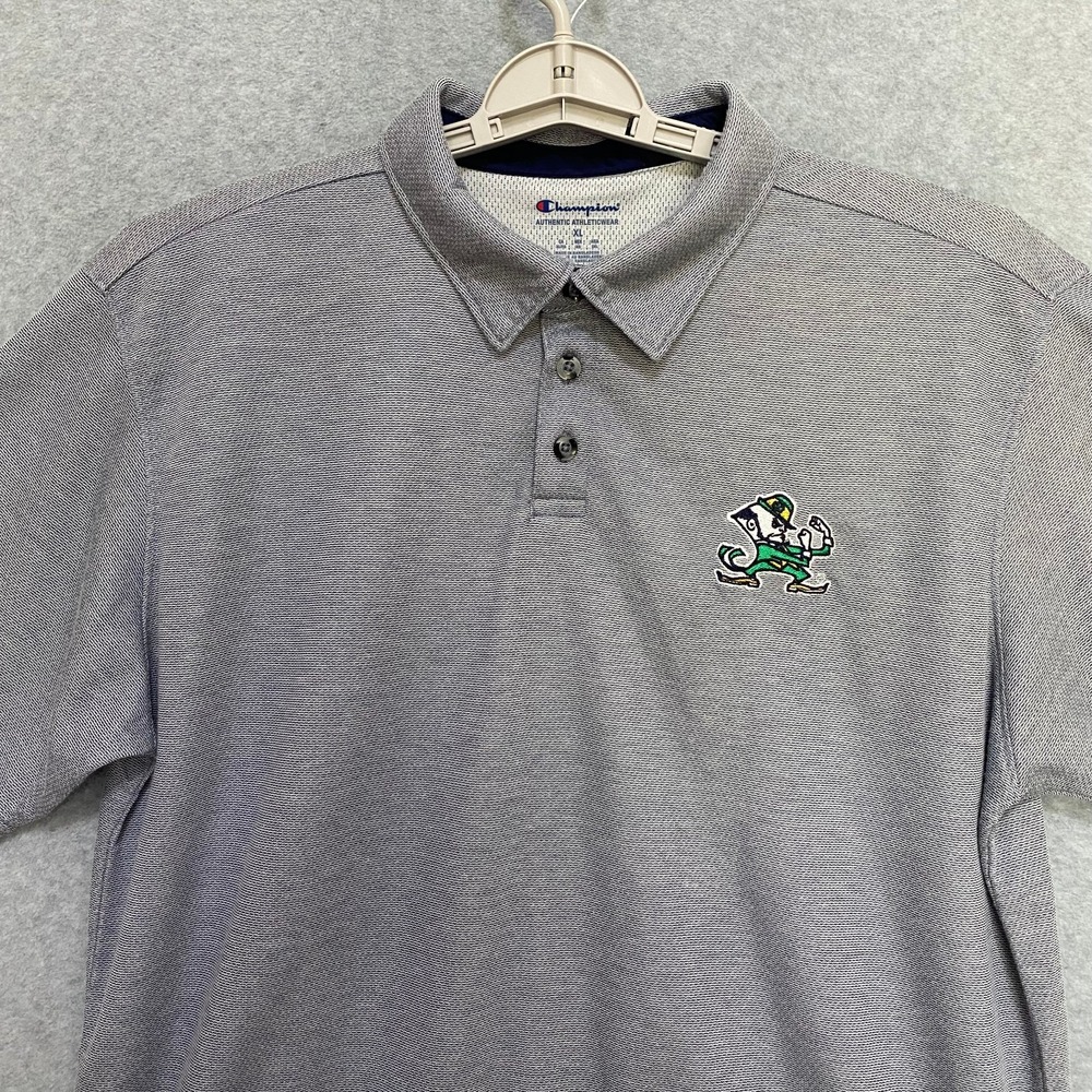 Notre Dame Fighting Irish Champion Mens XL Polo Shirt Gray Embroidered Logo NCAA - Picture 3 of 8